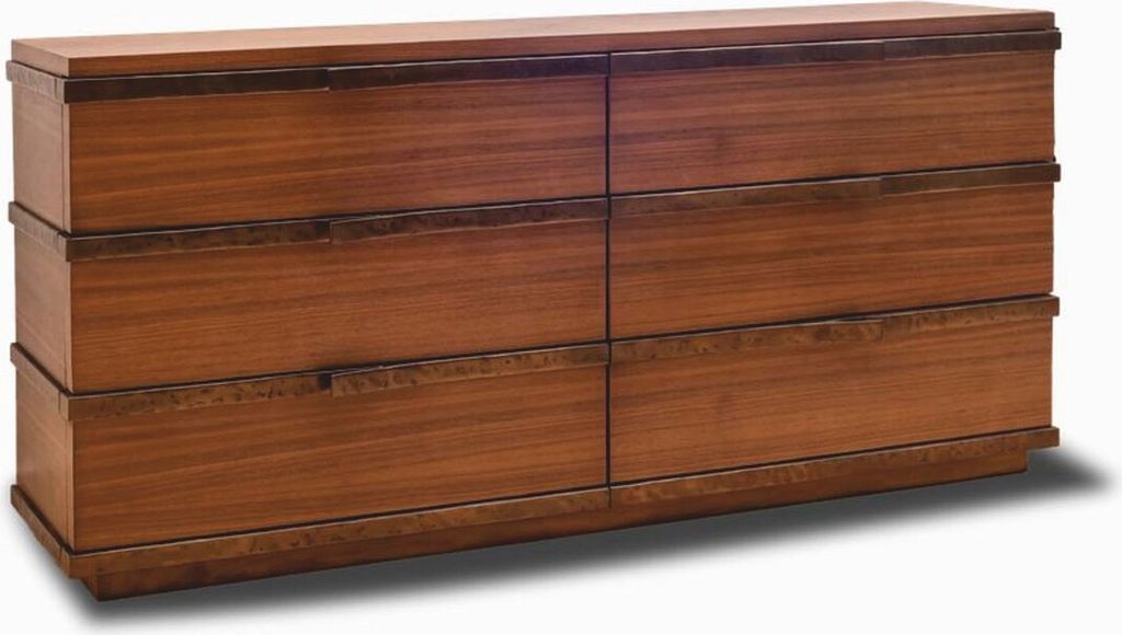 Casa Padrino Luxus Schlafzimmer Kommode mit 6 Schubladen Braun / Bronze 180 cm