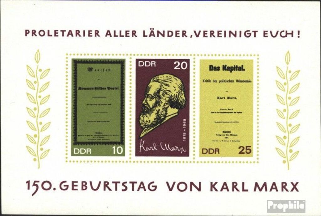 Briefmarken DDR 1968 Mi Block27 (kompl.Ausgabe) Ersttagssonderstempel gestempelt 150.Geburtstag von Marx / Bl.27
