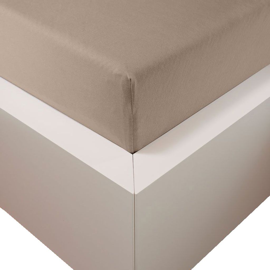 Traumschloss Premium Plus Edel-Jersey Spannbettlaken 90-120 x 200-220 cm cappuccino 260g/m², 47,5% Mako Baumwolle, 47,5% Lyocell, 5% Elasthan
