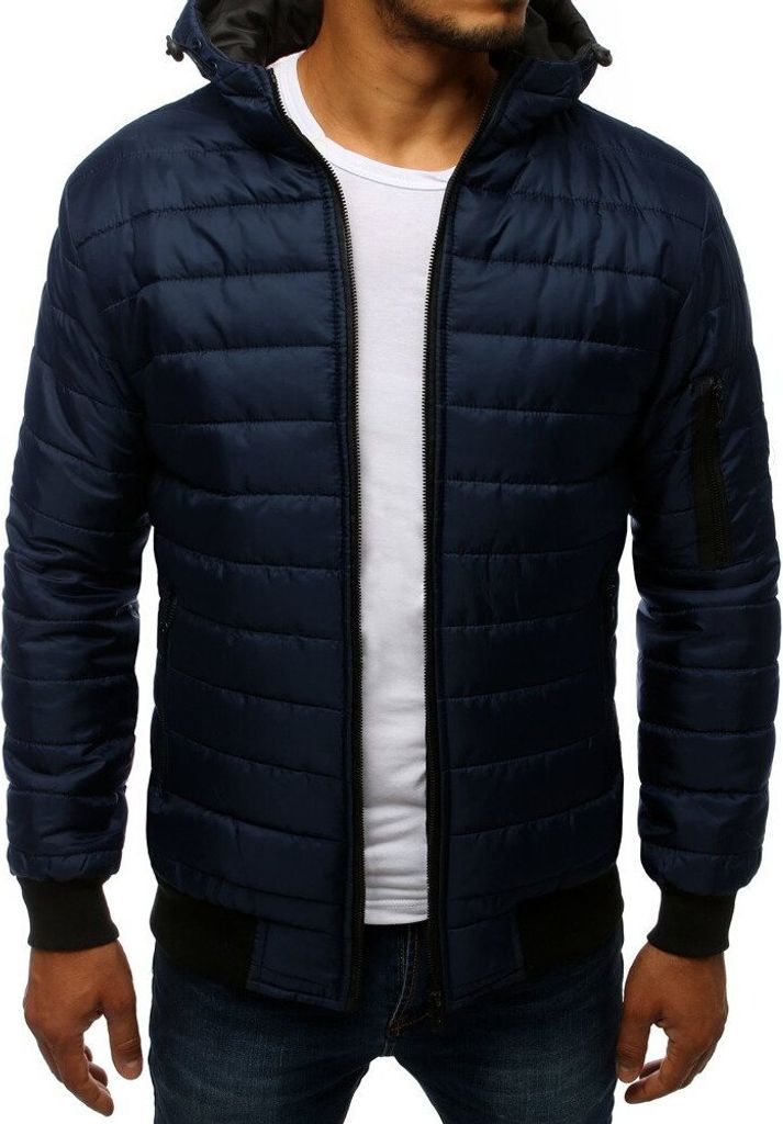 Dstreet Mens gesteppte Bomberjacke Jacke Weiß Dunkelblau XXL