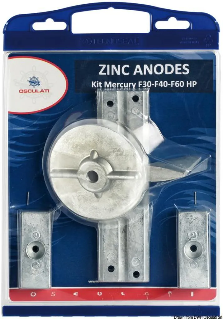 Kit entretien anodes zinc pour moteur Mercury F30 F40 F60 - Osculati Kit