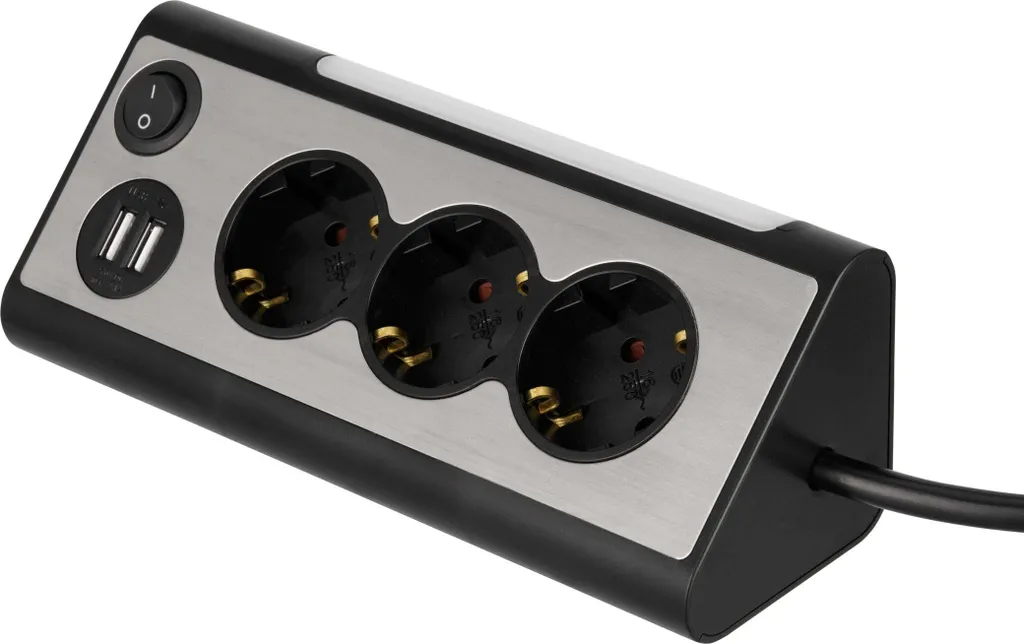 Multiprise REV LIGHT SOCKET avec 3 Prises et 2 Ports USB Intégrés