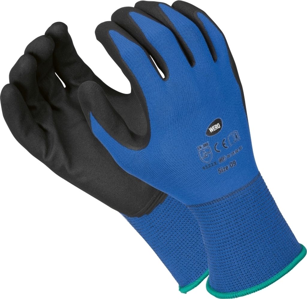 Feinstrickhandschuh Manta, Gr. 7, blau/schwarz, 10 Paar