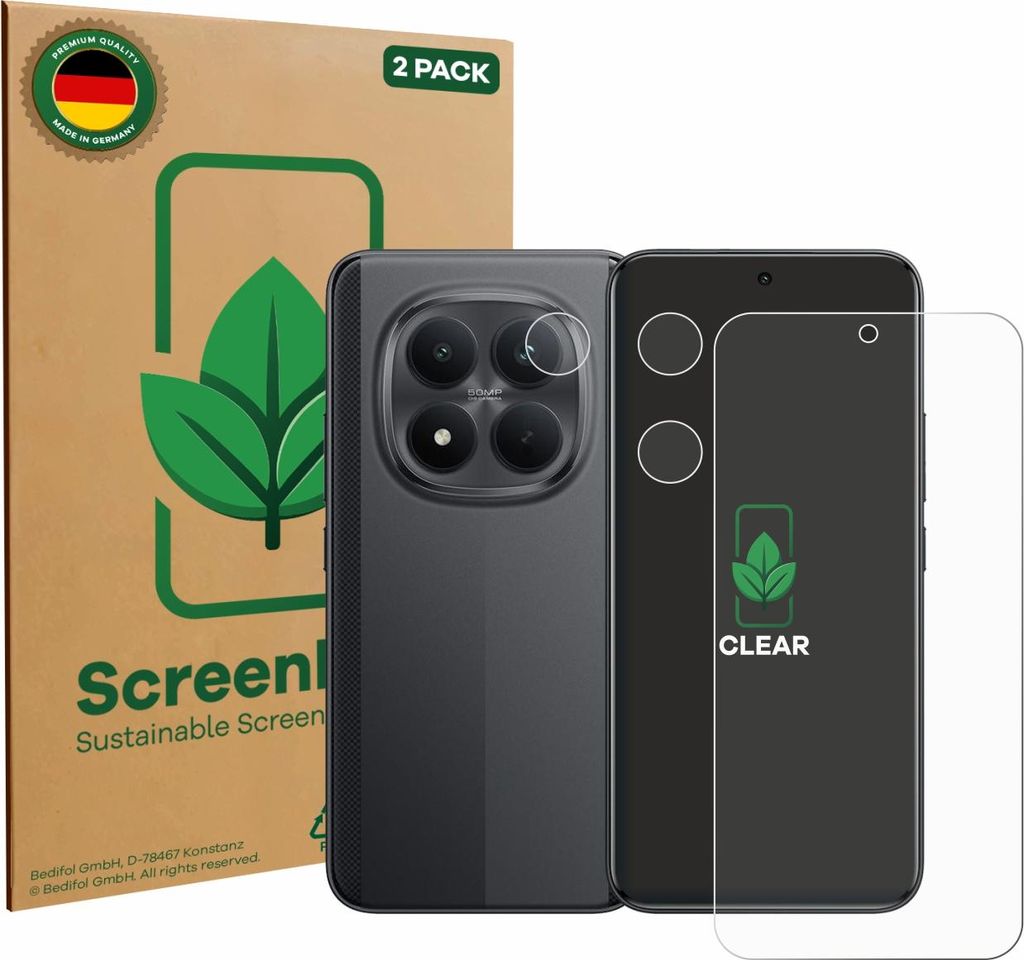 2x ScreenLeaf Schutzfolie für Xiaomi Poco M8 Pro (Display+Kamera) nachhaltiger Displayschutz Display Schutz Folie Klar Transparent
