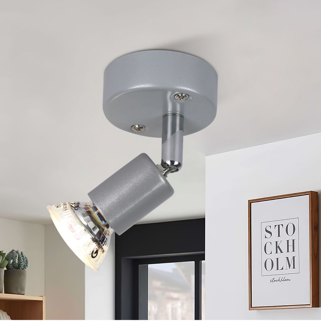 ZMH LED Deckenstrahler Schwenkbar GU10 Glänzendes Silber Deckenleuchte Deckenspots 1 Flammig Wandleuchten Bad Deckenlampe Küchen Flur Schlafzimme...
