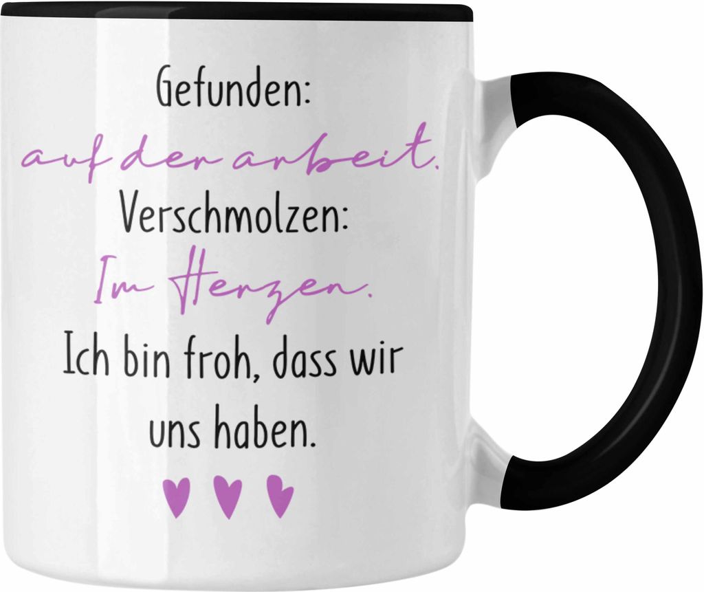 Trendation - Kollegin Tasse Geschenk Beste Arbeitskollegin Geschenkidee Abschied Abschiedsgeschenk Gefunden Auf Der Arbeit (Schwarz)