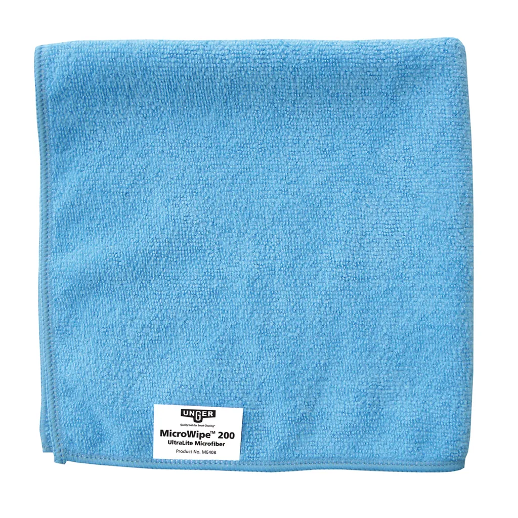 Nettoyage sans traces vitres Unger MicroWipe 200 bleu microfibre 40x40cm