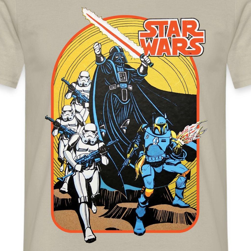 Star Wars Retro Darth Vader Und Stormtrooper Männer T-Shirt, S, Sandbeige
