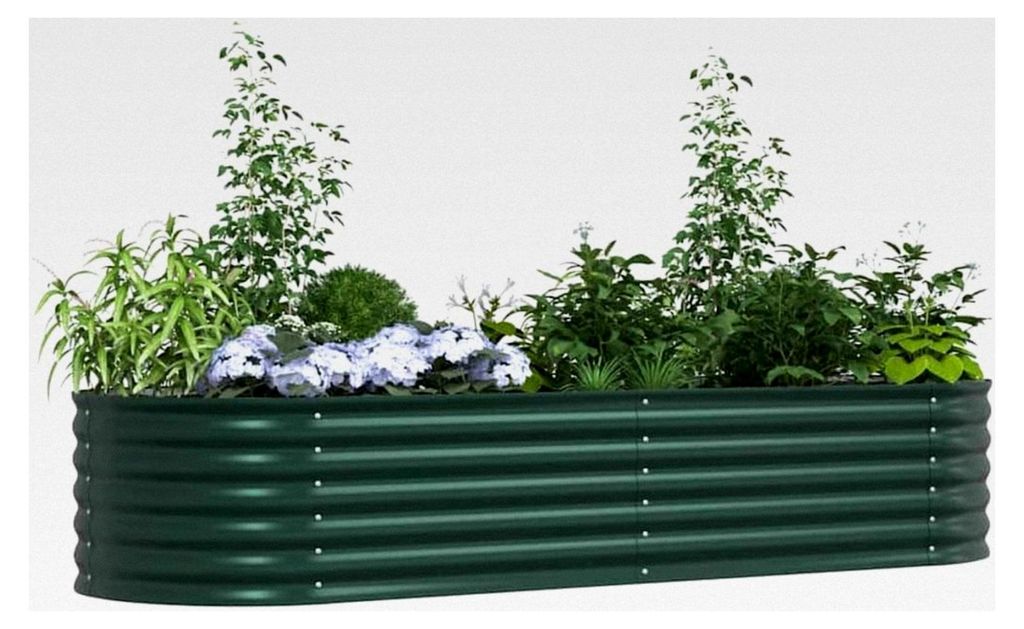 Hochbeet für den Außenbereich, grün, 240 x 80 x 44 cm, Stahl, Blumenkasten für Kräuter und Sukkulenten im Garten, auf der Terrasse oder dem Ba...