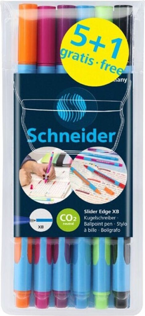 Schneider Kugelschreiber Slider Edge XB 6er Etui, sortiert, 5+1 Aktion
