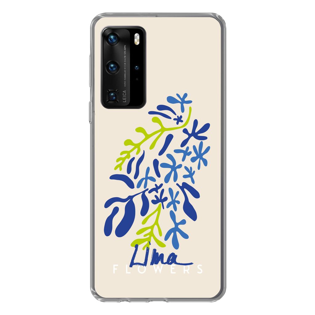 MuchoWow Handyhülle Schutzhülle Hülle für Huawei P40 Pro Blume - Blätter - Lima Silikon Softcase Handy Hülle - Schutz