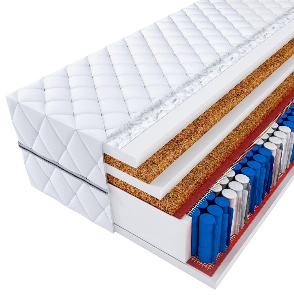A cross-section view of a mattress.