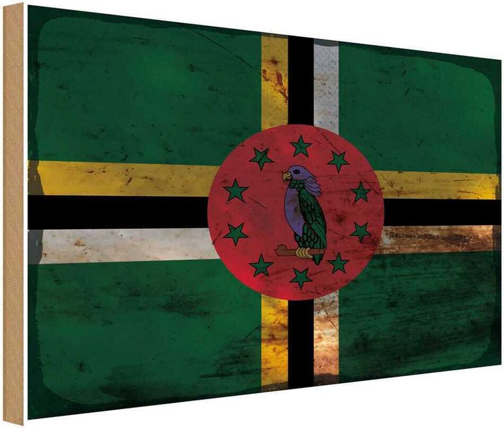 vianmo Holzschild 20x30 cm Dominica Rost Flagge Fahne Wappen
