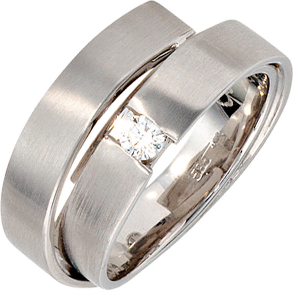 Ring Damenring Diamant Brillant 585 Gold Weißgold mattiert Damen Goldring Innenumfang 58mm Ø18.5mm