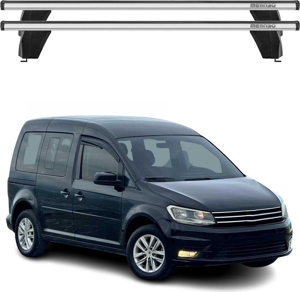 Menabo Dachträger Grundtäger für VW Caddy life 2015-2020 75kg Alu Silber 2 tlg