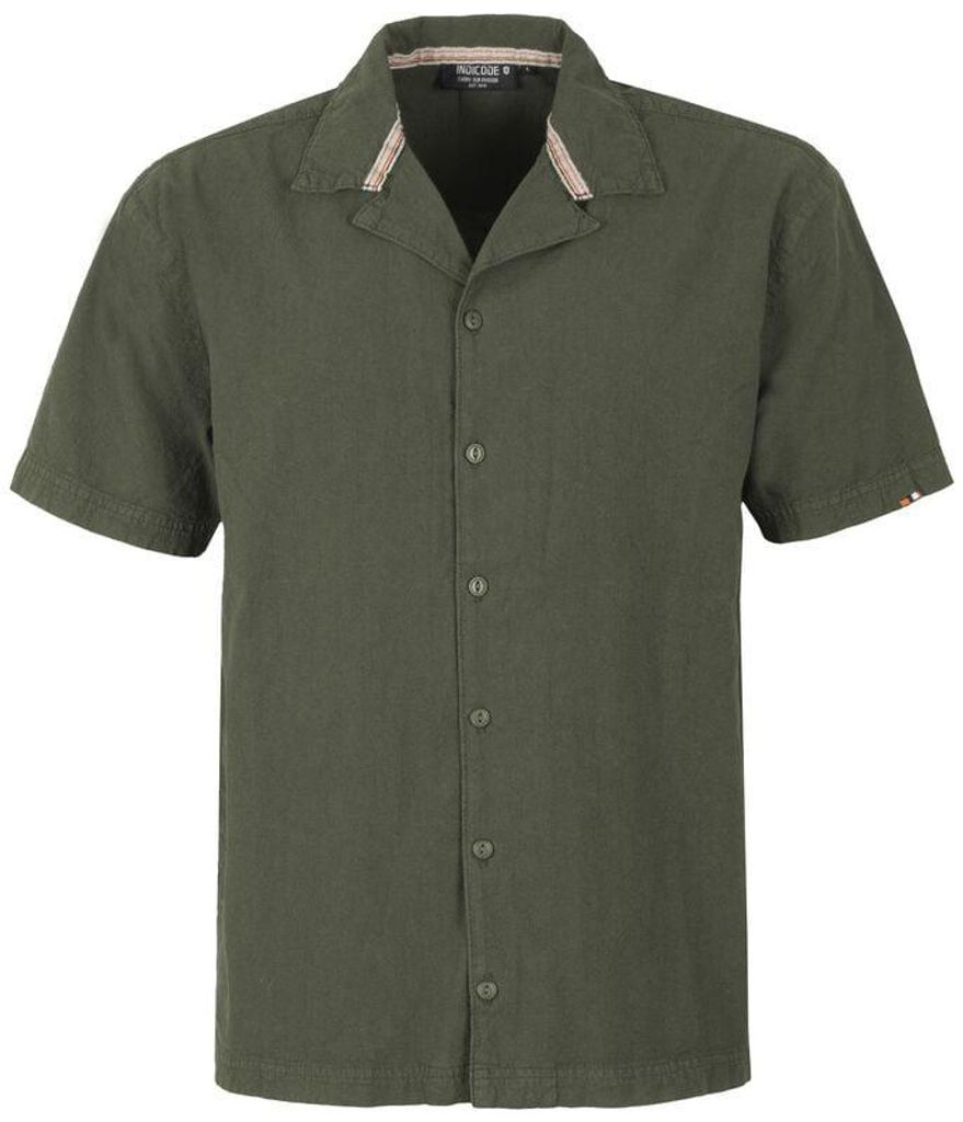 Indicode Kurzarmhemd Herren INMirolo grün Basics, Streetwear 100% Baumwolle L