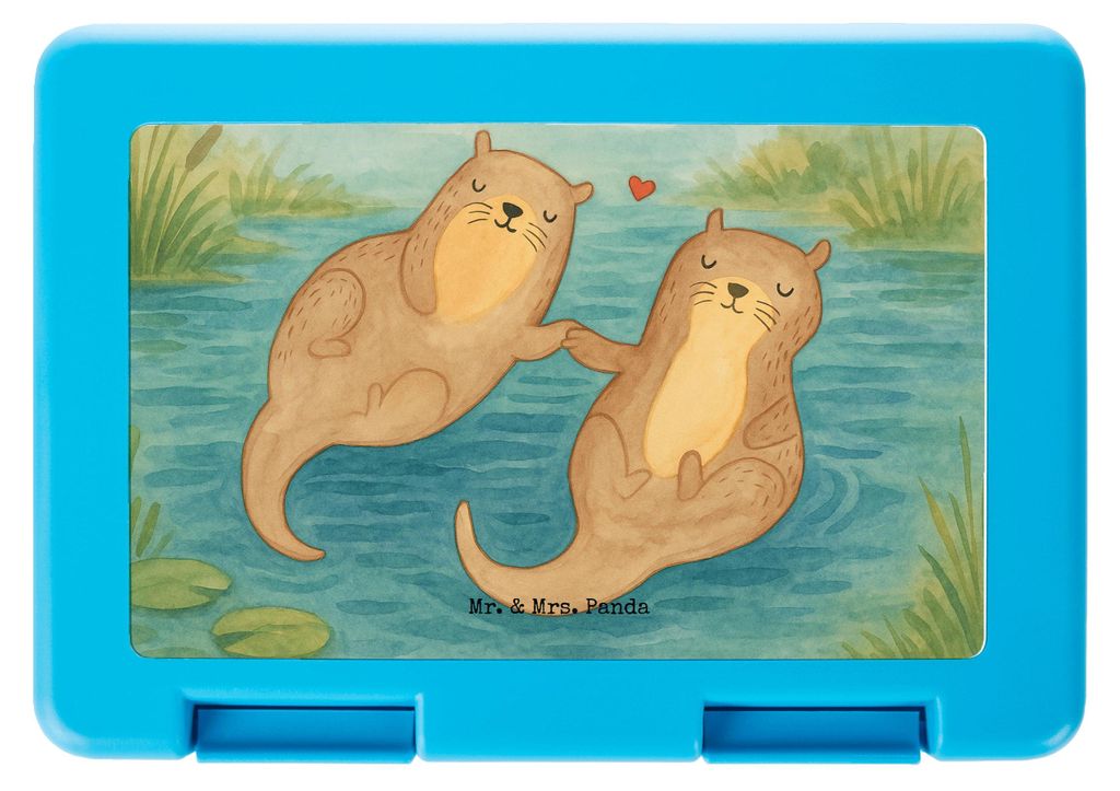 Mr. & Mrs. Panda Lunchbox Otter Hände halten Design - Weiß - Geschenk, Essensbox, Seeotter, Liebe, Vorratsdose, Bentobox, Händchen, Verliebt, Be...