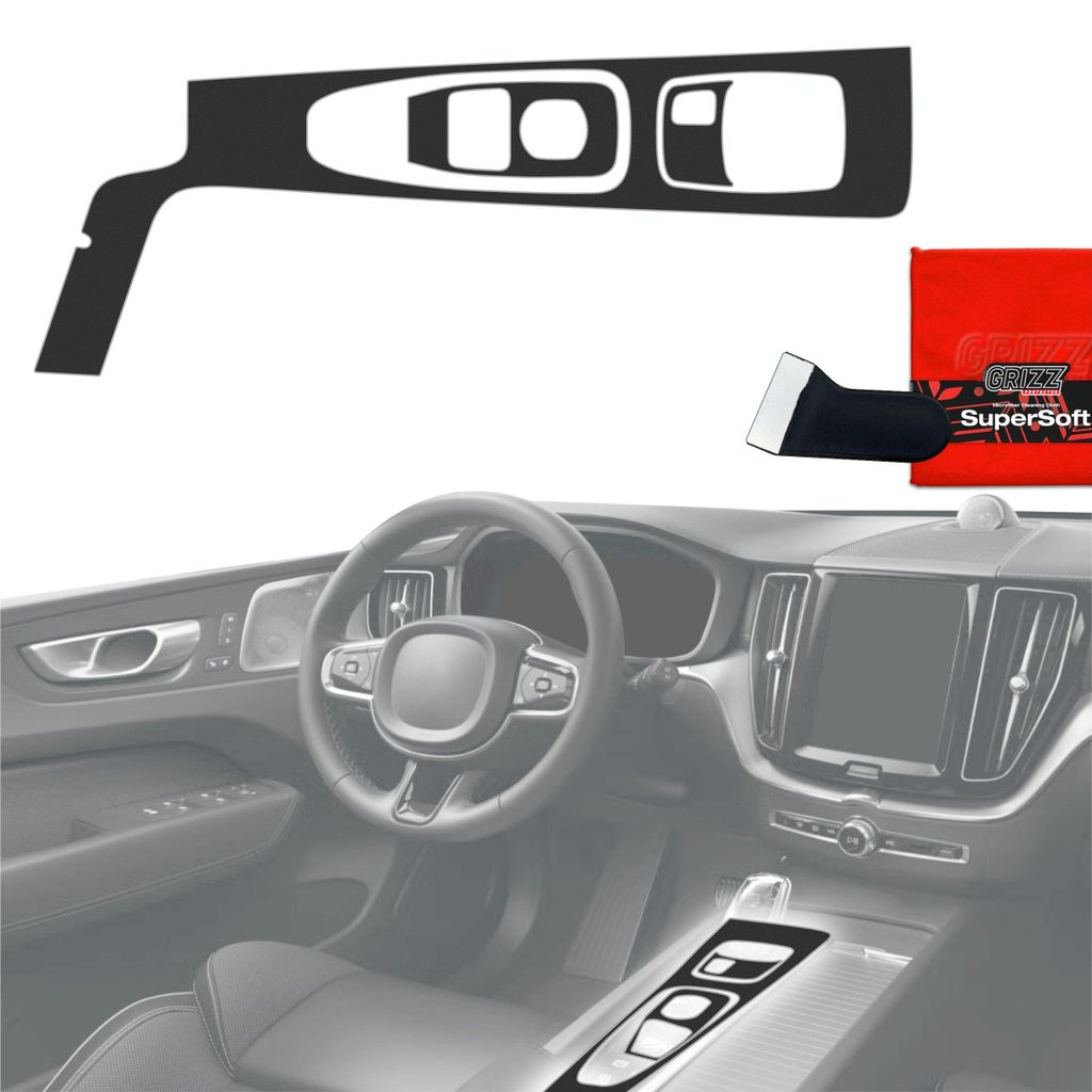 3in1 Schutzfolien Grizz Protector für Mittelkonsole - Volvo XC60 D4 Drive Mode (2020) Schwarz Matt Antifingerprint