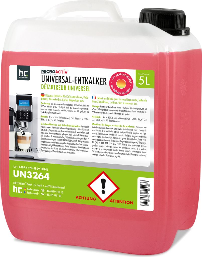 1x5 L Microactiv® Universal Entkalker mit Farbindikator für Produktbild 