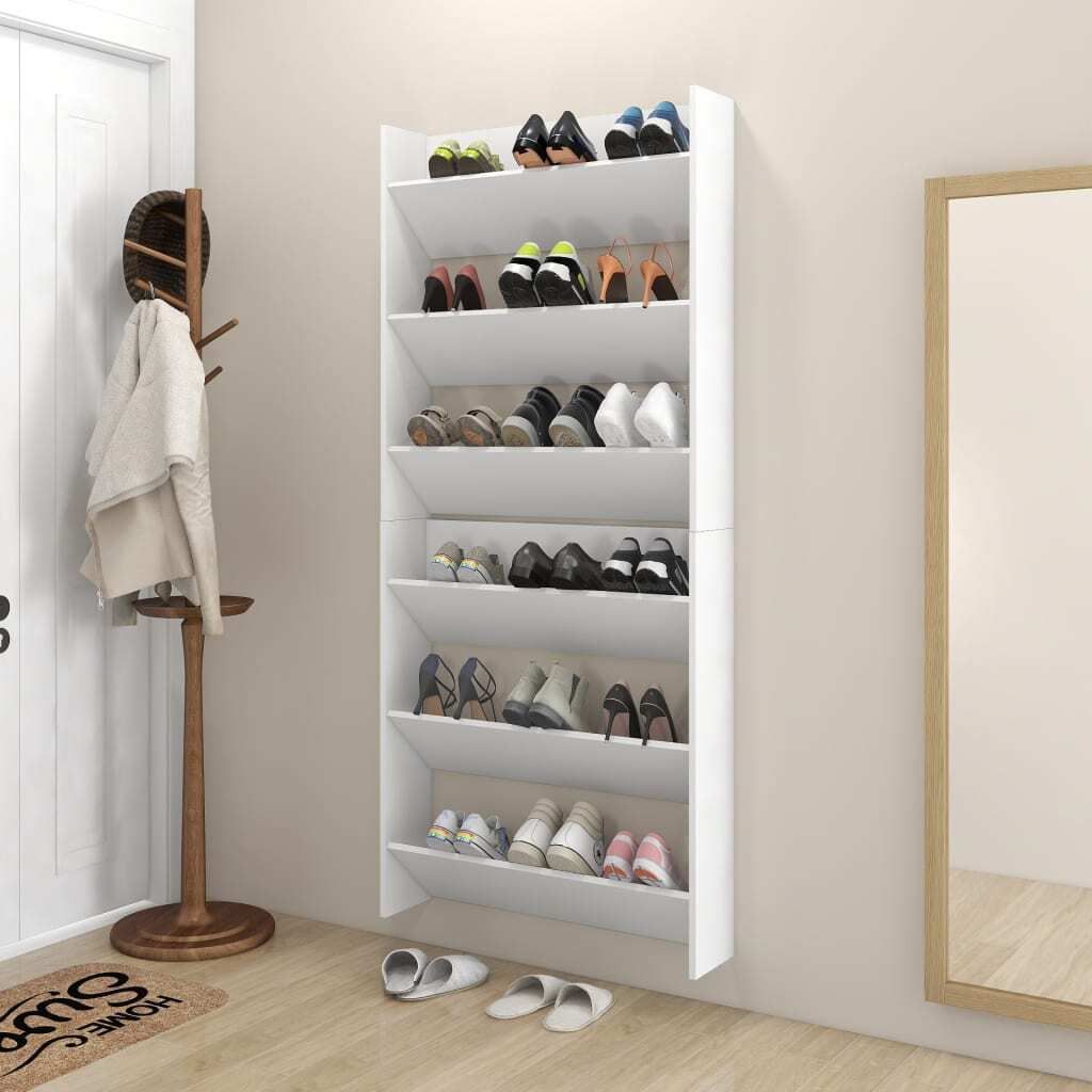 "SALE 2026"Schuhregale - Weiß Wand-Schuhschränke 2er-set Weiß 80x18x90cm Holzwerkstoff Stabli Möbel8550595