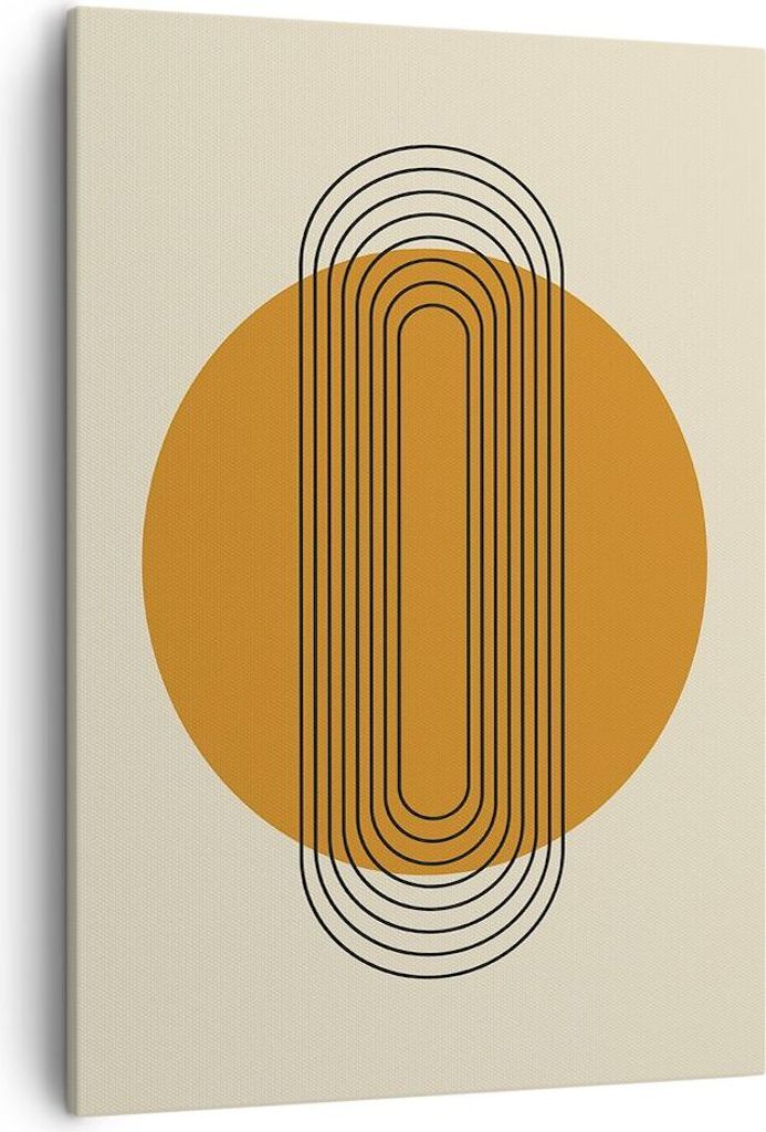 Bild auf Leinwand - Leinwandbild - Einteilig - Stück Geometrisch Orange - 50x70cm - Wand Bild - Wanddeko - Wandbilder - Leinwanddruck - Wanddekora...