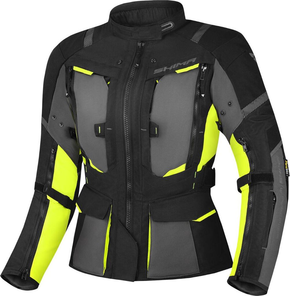 SHIMA Hero 2.0 wasserdichte Damen Motorrad Textiljacke, schwarz/gelb, 3XL