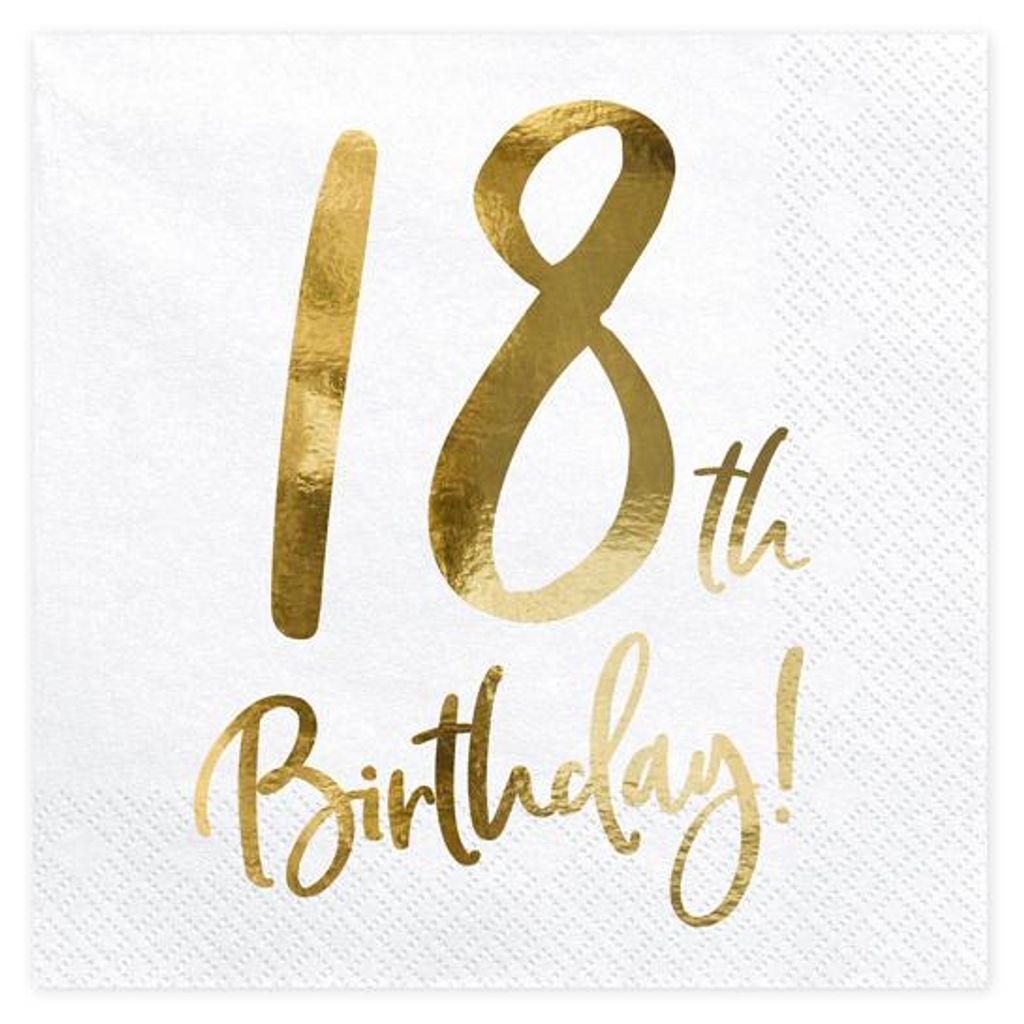 18. Anniversaire 20 serviettes or Image du produit 