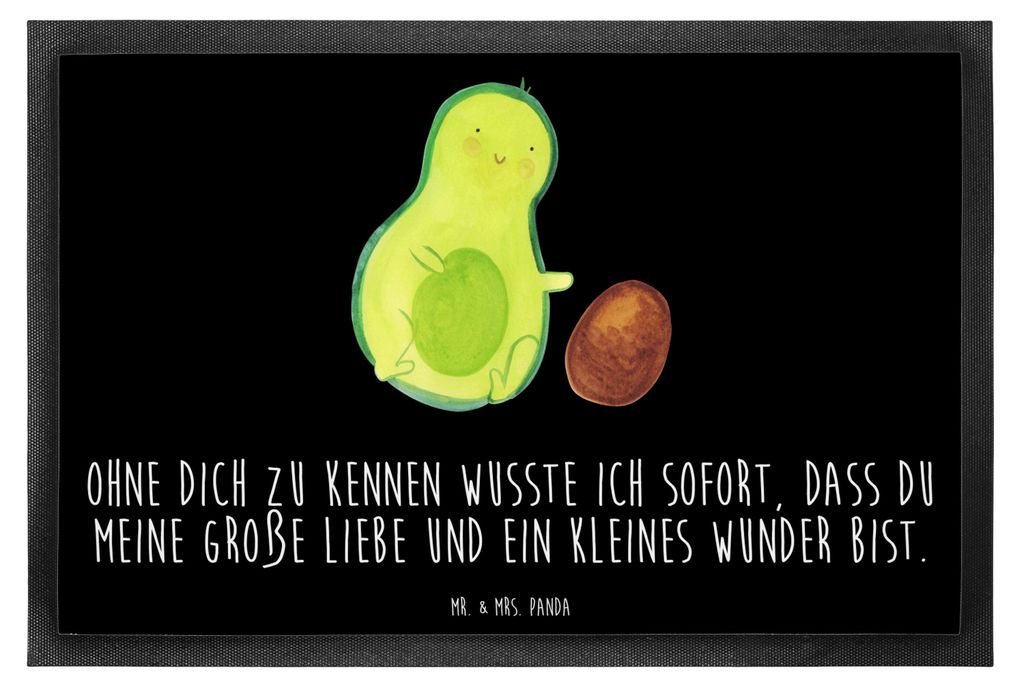 Mr. & Mrs. Panda Schmutzfangmatte Avocado Kern rollt 60 x 90 cm - Schwarz - Geschenk, Fußabstreifer, fußmatte, Fussmatte, Schwanger, Baby, Bodenv...