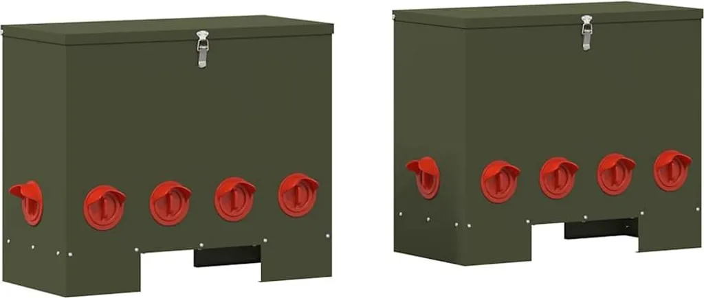 vidaXL Mangiatoia in Acciaio 2 pz per Polli 60,5 x 29 x 51 cm Verde