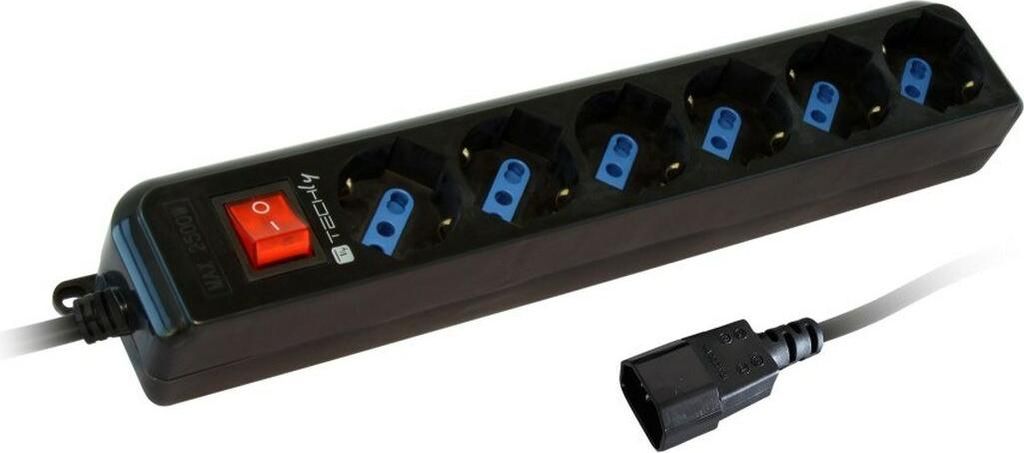 Techly Power Strip 6 Sockets Black with VDE Plug IUPS-PCP-6V