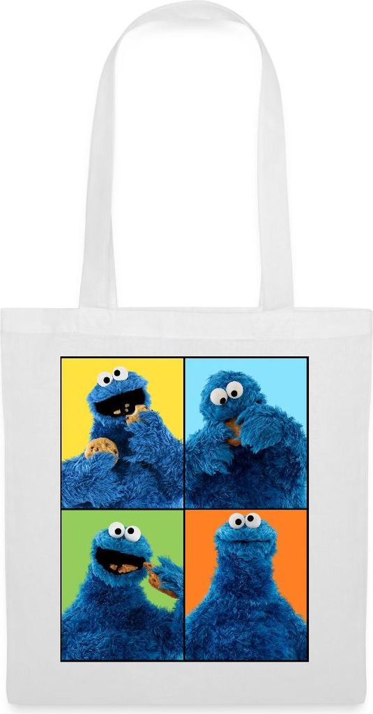 Spreadshirt Sesamstraße Krümelmonster Posen Stoffbeutel, One size, Weiß