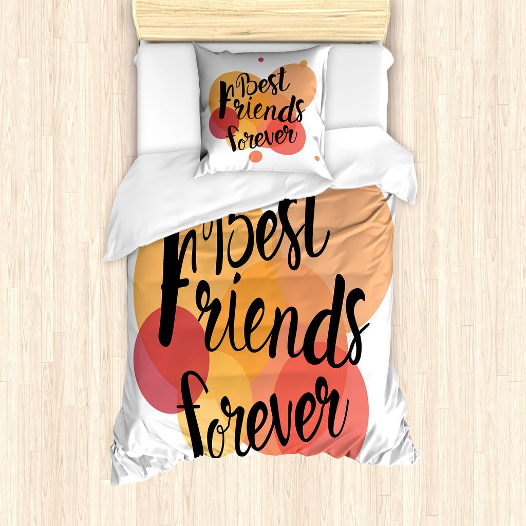 ABAKUHAUS Bester Freund Bettbezug Set für Einzelbetten, Für Immer zusammen Liebe, Milbensicher Allergiker geeignet mit Kissenbezug, 135 cm x 200 ...