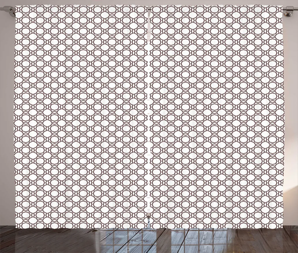 Paire de Rideaux de Chambre Artistiques Modernes Taupe et Blanc Foncé