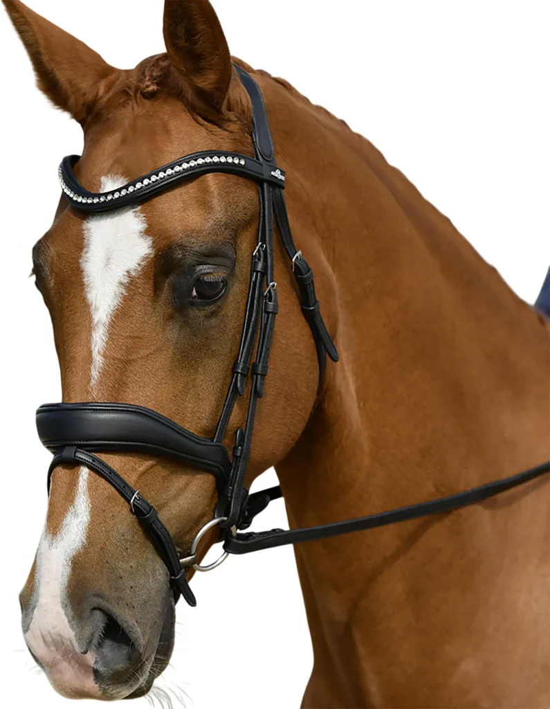 Filet de dressage Collegiate Comfitec Opulux cuir noir taille Cob chic
