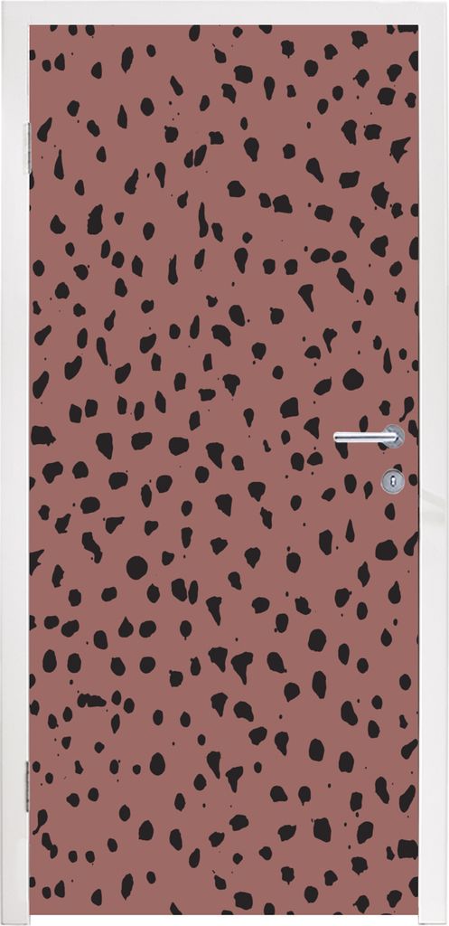 MuchoWow Türtapete Selbstklebende Türfolie Polka dots - Muster - Schwarz 85x215 cm Türposter Türaufkleber Klebefolie Türklebefolie - Aufkleb...
