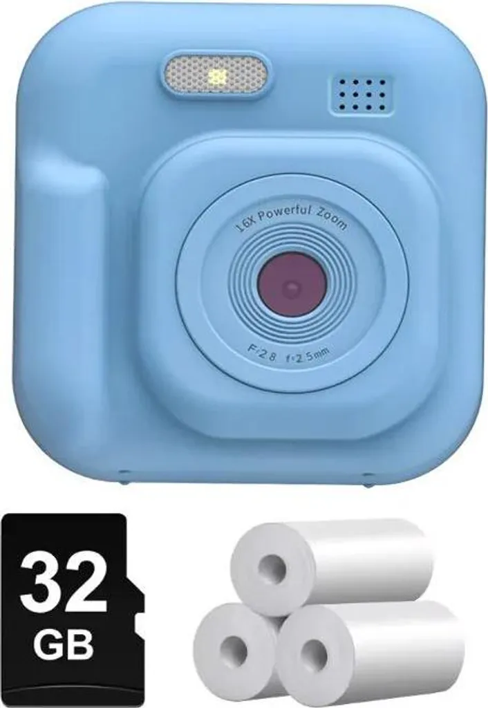 Appareil photo instantané pour enfant 48 Mpx bleu avec impression thermique
