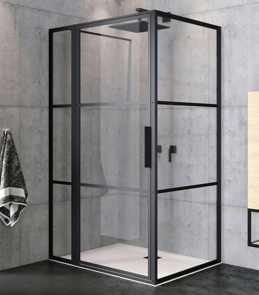 Riho Grid douchecabine XL 130x80x200cm helder glas/mat zwart