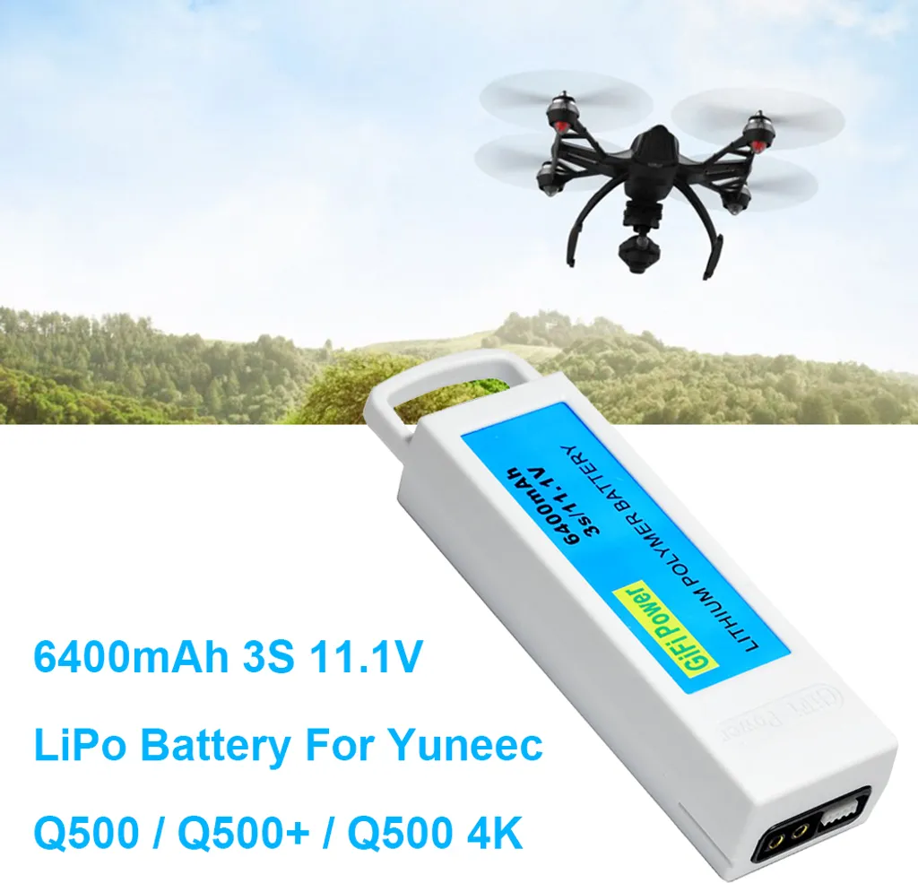 Batterie LiPo 6400mAh 11.1V haute capacité pour drone Yuneec Q500 4K