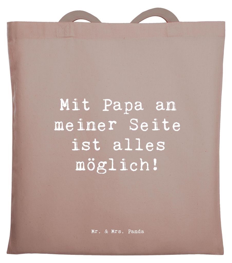 Mr. & Mrs. Panda Jutebeutel Spruch Papa Möglichmacher - Braun Pastell - Geschenk, alles möglich, Familienvater, Laptoptasche, schätzen, Bedanken...