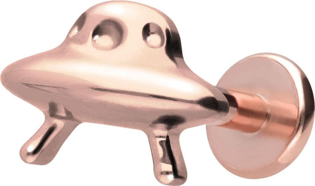 Ohrpiercing, Nasenpiercing Titan Labret mit Innengewinde UFO RoséGold Stablänge: 8mm | Stabstärke: 1,2mm