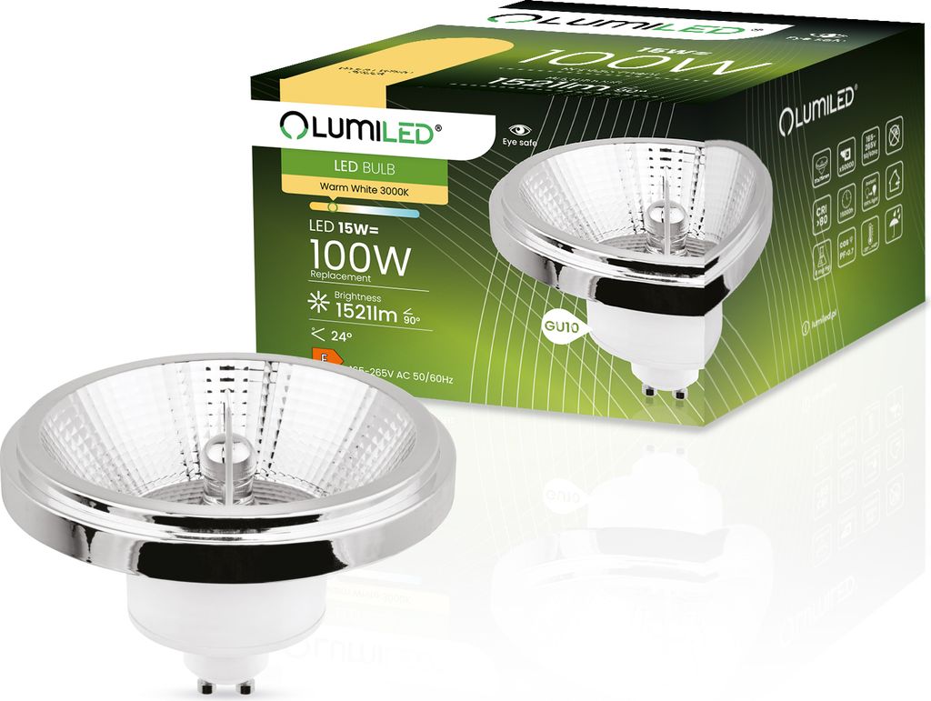Żarówka LED GU10 Reflektor ES111 15W = 100W 1521lm 3000K Zdjęcie produktu 