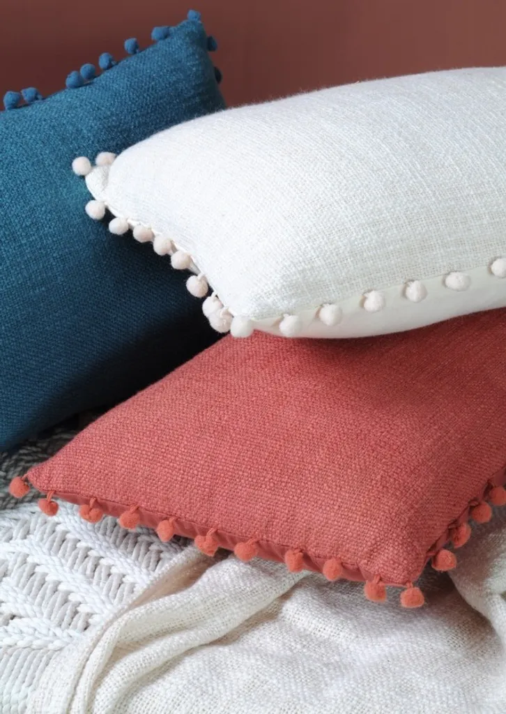 Petit coussin rectangulaire blanc SANCHEZ 30x50cm en coton véritable - 4
