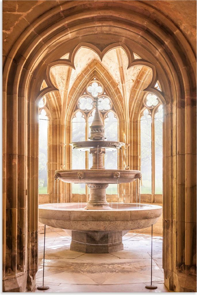 ARTland Wandbild Alu für Innen & Outdoor Brunnen im Kreuzgang Kloster Maulbronn Größe: 60x90 cm