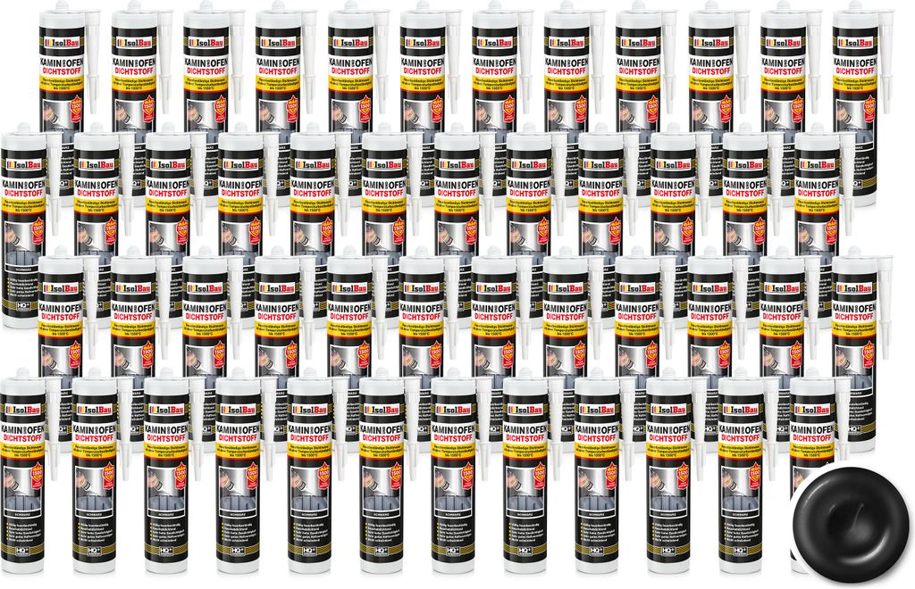 Isolbau Kamin & Ofen Dichtstoff - 48 x 300 ml, Feuerbeständige Dichtmasse bis 1500 °C - Für Reparatur & Füllung von Rissen in Kaminen & Öfen -...