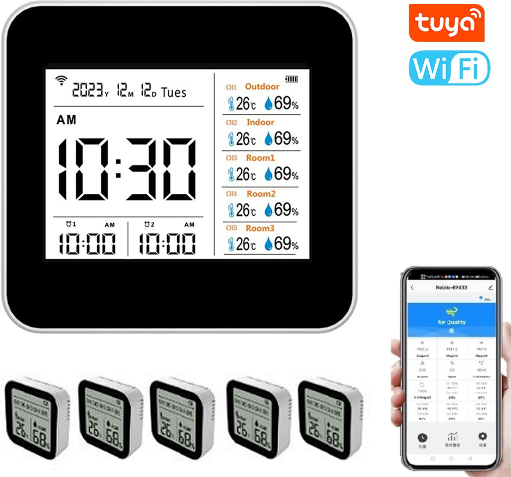 chytrý teploměr 13 v 1 Tuya WiFi, vlhkoměr, měřič vnitřní Obrázek produktu 