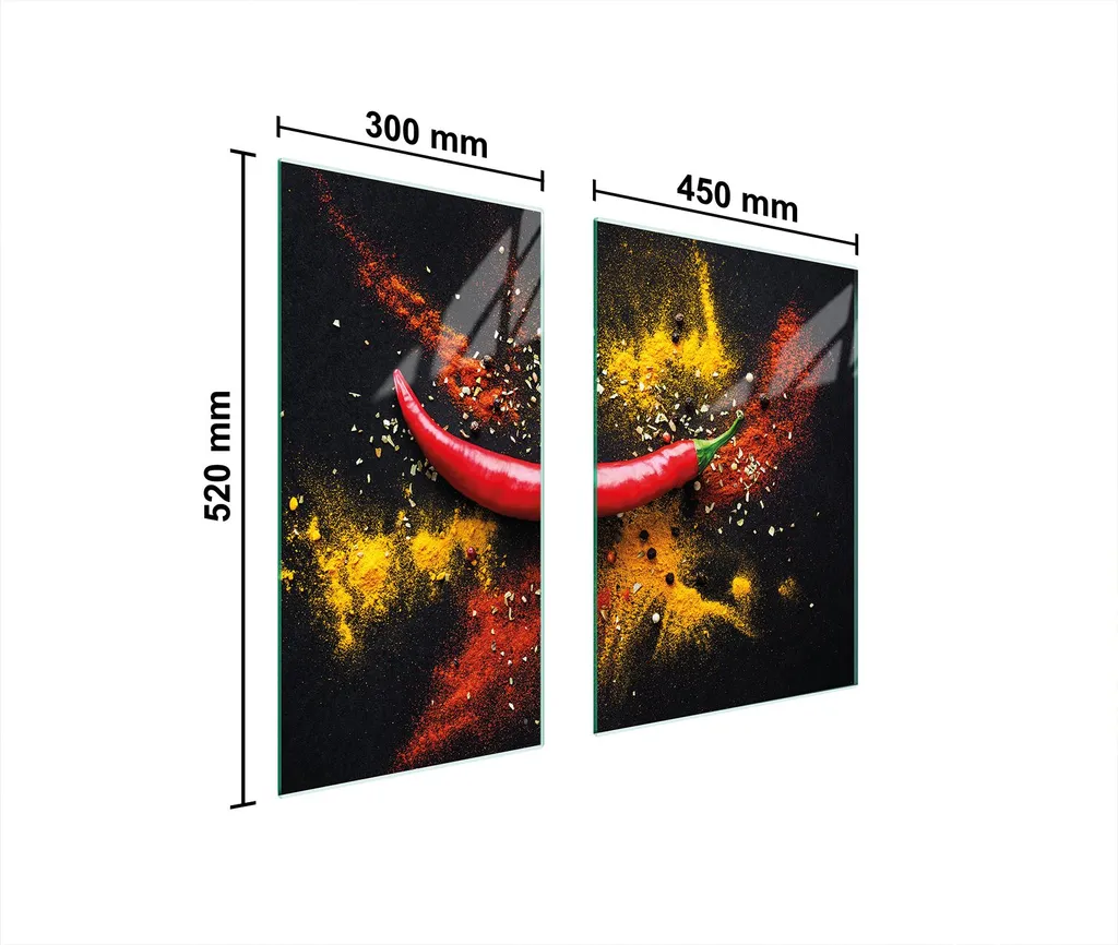 Copri Fornelli 75x52 in Vetro Temperato Peperoncino - Set 2 Pezzi - 2