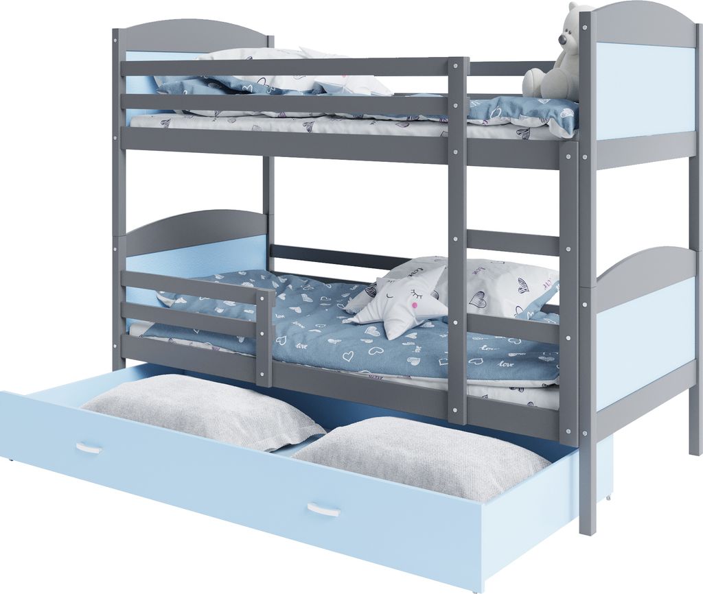 Etagenbett hochbett kinderzimmer kinderbetten jugendzimmer 160x80 grau blau