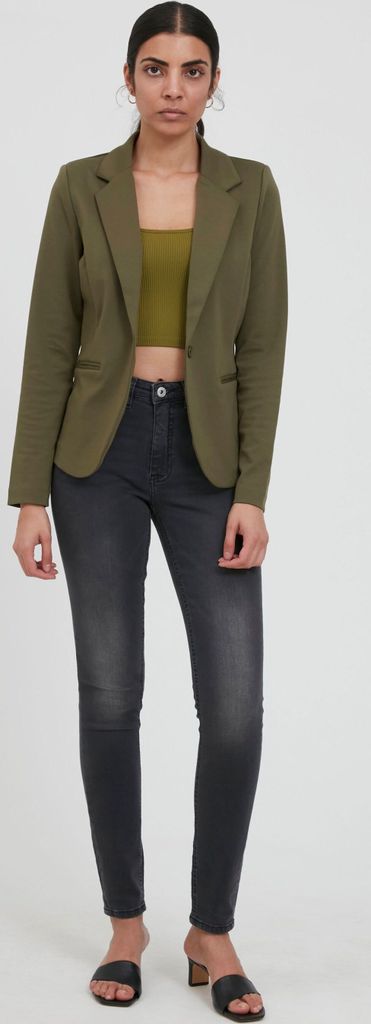 ICHI IHKATE Damen Blazer Jackenblazer Anzugsjacke mit 1-Knopf-Form Stretch Reverskragen Paspeltaschen Slim fit