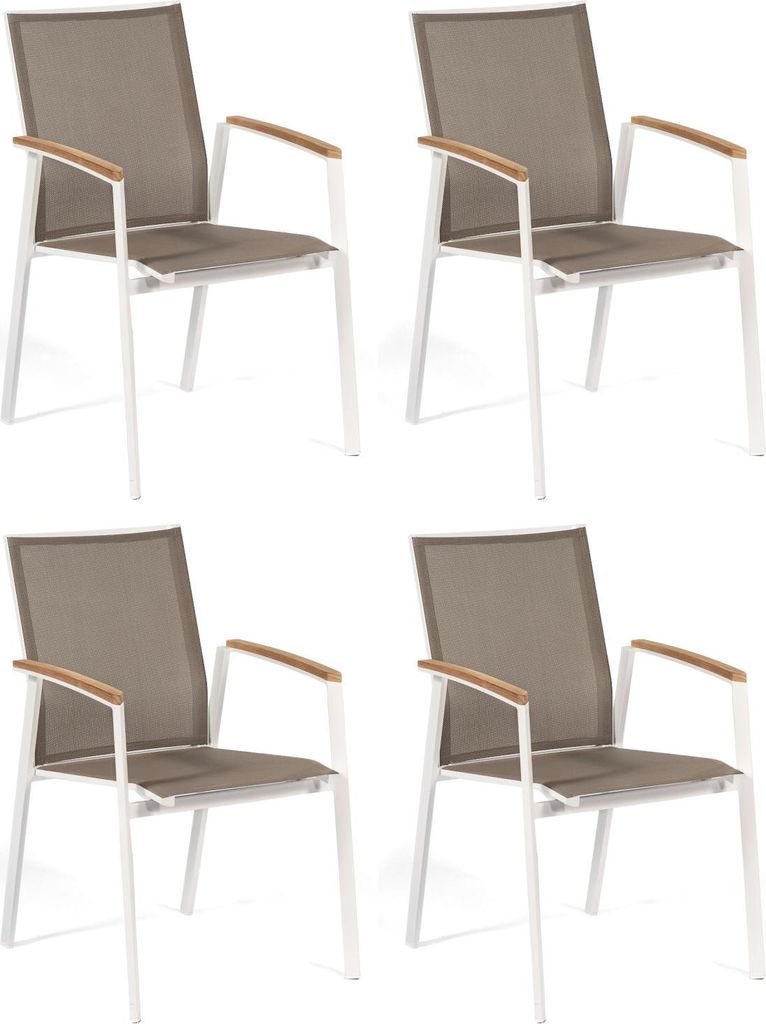 Sonnenpartner 4er-Set Stapelstühle Fresno Aluminium/Textilen weiß Stapelstuhl