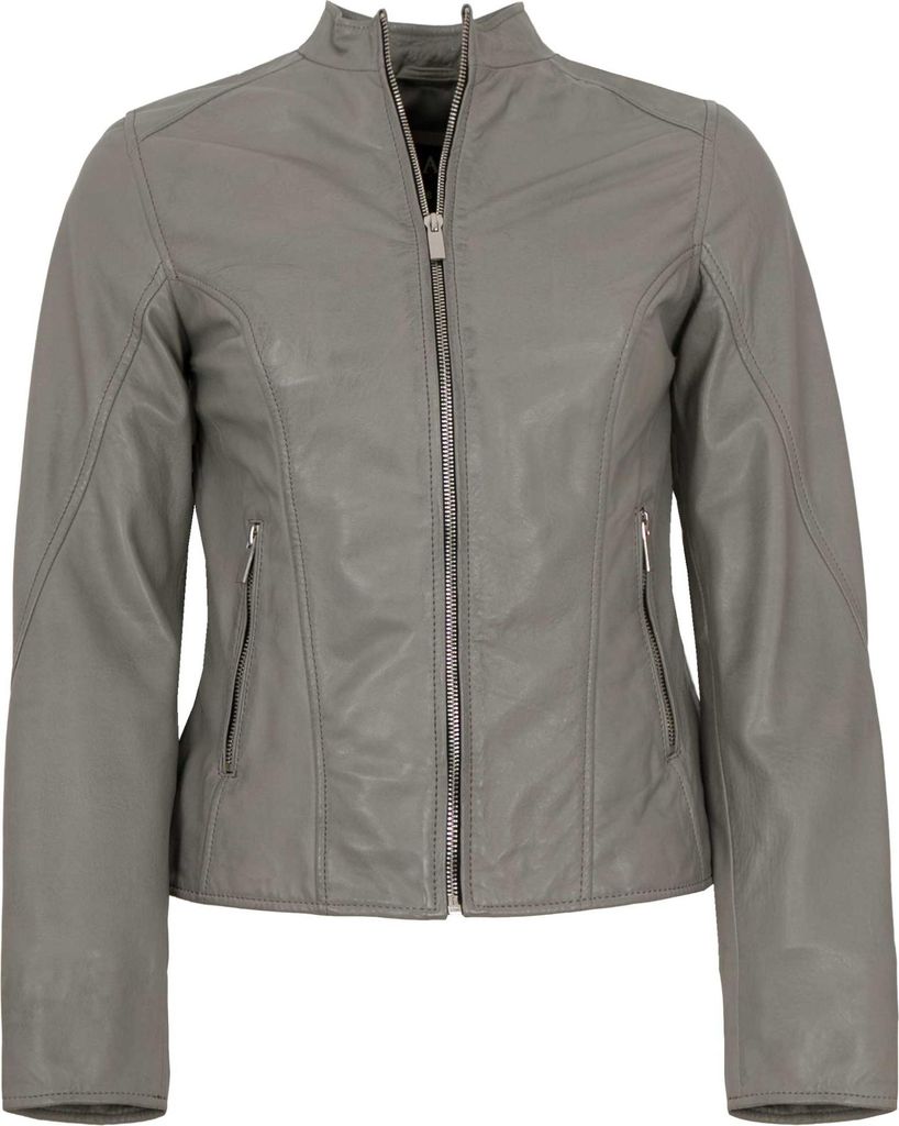 Jilani - Damen Lederjacke Lammnappa grau : 40